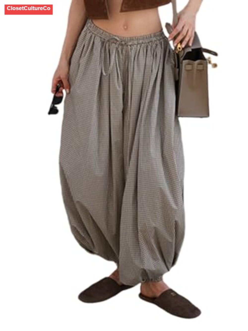 Wide Leg Palazzo Balloon Pants Pleated Harem Joggers